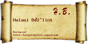 Halasi Bálint névjegykártya